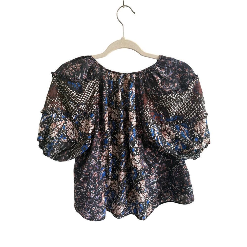 Ulla Johnson - Arusi Printed Cotton and Silk-Blend Blouse Batik - Size 2 - Picture 3 of 4